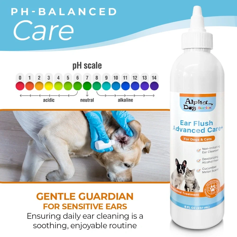 ALPHA DOG SERIES Advanced Ear Cleaner, Soothing Otic Solution W/Aloe & Vitamin E